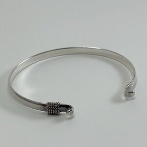 Lestage Sterling Silver 925 Bracelet 14K Gold Rope Accents Cape Cod Cuff Bangle